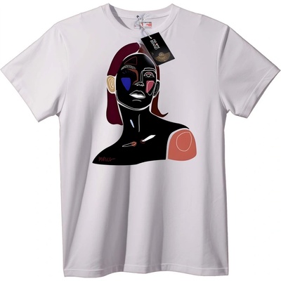 NOONEBRAND Тениска Абстрактно Арт Лице - 2XL, Black