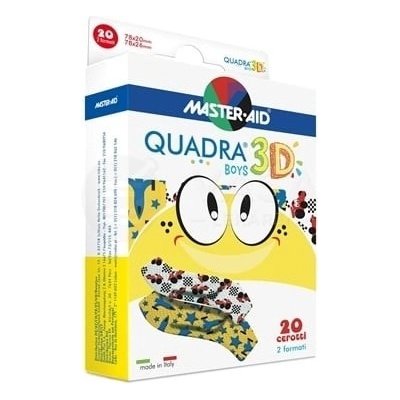 Master Aid Quadra 3D Boys Náplasť pre chlapcov 2 veľkosti 20 detských náplastí