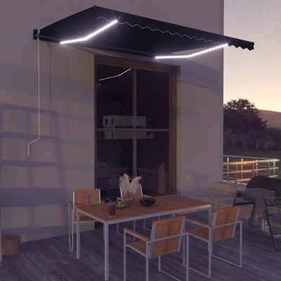 vidaXL Ručně zatahovací markýza s LED světlem 400 x 300 cm antracitová