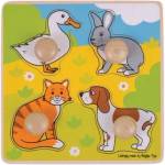 Bigjigs Toys - Моят първи дървен пъзел с дръжки - Домашни любимци (BJ224)