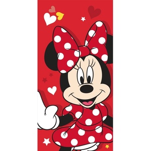 Jerry Fabrics Червена памучна детска кърпа 70x140 cm Minnie "Red heart" - Jerry Fabrics (23TW304)