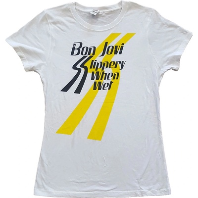 Bon Jovi tričko Slippery When Wet Biela