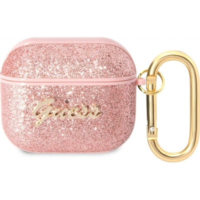 Guess Glitter Flakes Metal Logo Pouzdro pro AirPods 3 GUA3HGGSHP