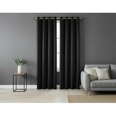 Mybesthome Sierra Blackout Zatemňovací závěs s kroužky, 135 × 250 cm, černý, 1 ks