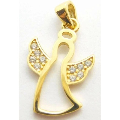 Klenoty Budín Dámský zlatý přívěsek se zirkony andělíček 03848