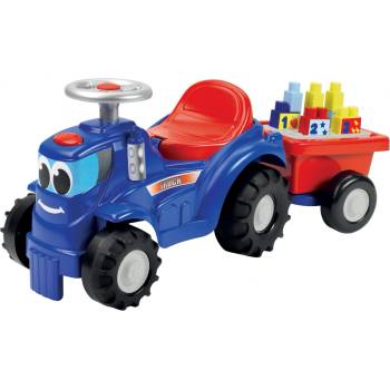 ÉCOIFFIER traktor s prívesom Maxi Abrick modré a 11 kociek IML potlačou