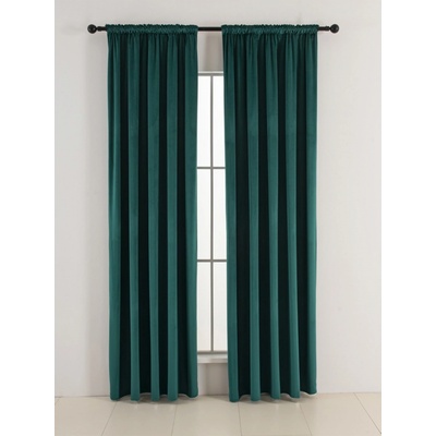 MKLuzkoviny.cz Sametové zatemňovací závěsy Cesar petrolejové - 140 x 180 cm (2ks) - řasící stuha