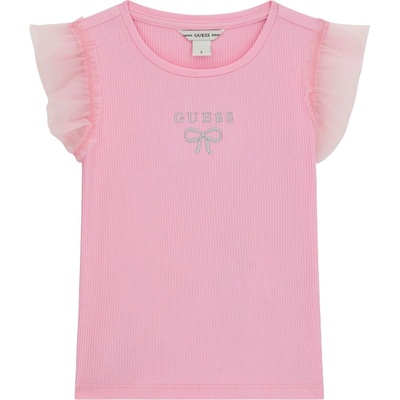 Guess Тениска с къс ръкав Guess - С панделка и къдрички, розова, 18 м (20261-K6RI12-KCU20-A61T-18M)