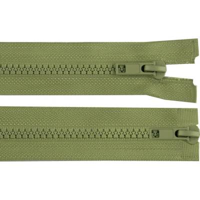 Pro Háčkování s.r.o. Kostěný zip No 5 délka 80 cm dvoucestný zelený khaki