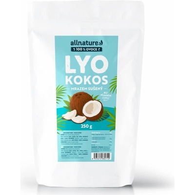 Allnature Kokos sušený mrazom kokosové plátky 250 g