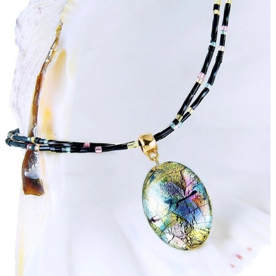 Lampglas Mysteriózny náhrdelník Gold Fantasy s 24 karátovým zlatom a rýdzim striebrom v perle NP38