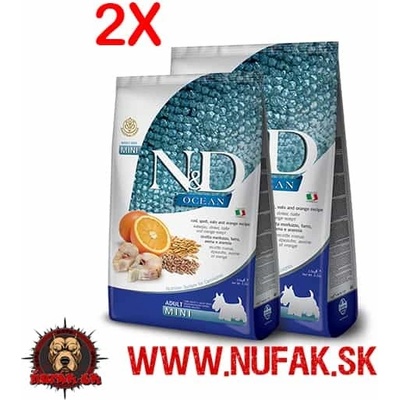 N&D Ocean Dog Adult Mini Low Grain Cod Spelt Oats & Orange 2 x 7 kg