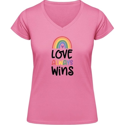 Dámske Dúhové V Tričko Nápis Love Always Wins Azaela