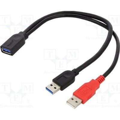Delock 83176 USB A zásuvka USB A vidlice x2 0,3m černý
