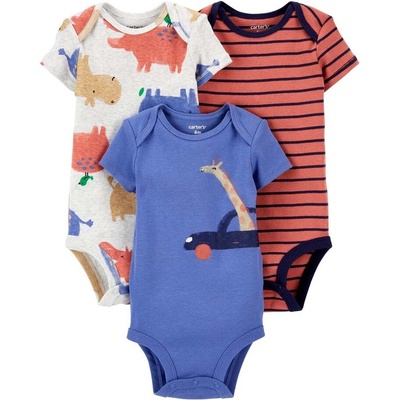 CARTER'S Body krátky rukáv Brownblue chlapec LBB 3ks