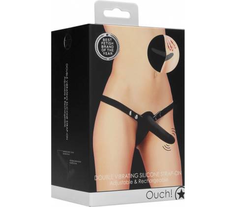 Shots Ouch Double Vibrating Silicone Strap-On