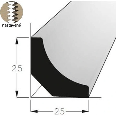 Lišta rohová vnitřní RVI smrk 25x25mm, délka 150cm, nastavovaná
