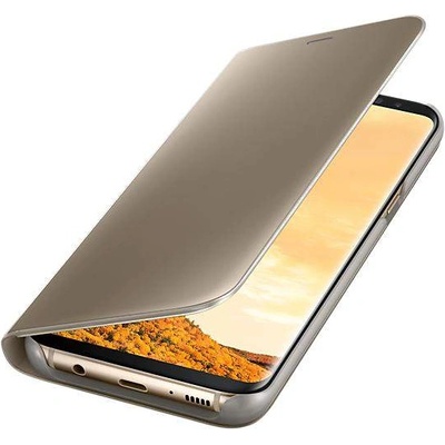 Samsung Clear View Stand Cover EF-ZG955CFEGWW - оригинален кейс с поставка, през който виждате информация от дисплея за Samsung Galaxy S8 Plus (златист)