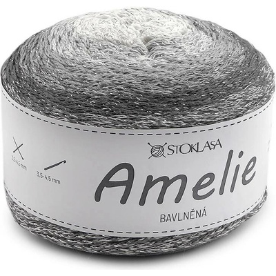 Bavlněná pletací příze Amelie s lurexem 200 g Varianta: 1 šedá stříbrná, Balení: 1 ks 62175/161792/289350