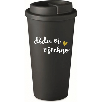 Giftela DĚDA VÍ VŠECHNO černý termohrnek 475 ml
