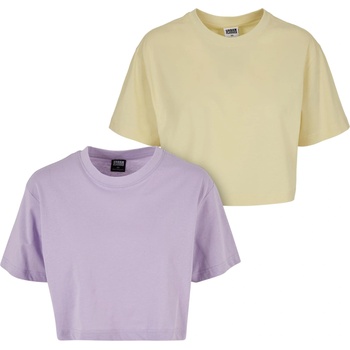 Urban Classics 2 Броя Изчистени Дамски ТенискиLadies Short Oversized Tee 2-Pack lilac+softyellow XXLUB-TB1555A-04306 - Камуфлаж, размер XS