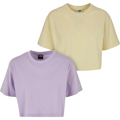 Urban Classics 2 Броя Изчистени Дамски ТенискиLadies Short Oversized Tee 2-Pack lilac+softyellow XXLUB-TB1555A-04306 - Камуфлаж, размер XS