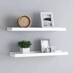 vidaXL Рафтове за фоторамки, 2 бр, бели, 60x9x3 см, МДФ (323929)