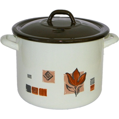 24 см (8, 9 л. ) дълбока емайлирана тенджера с метален капак разцветка Рустика (2+39p/24 (12-1722))