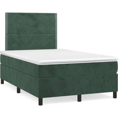 Petrashop 3270308 Boxspring postel s matrací a LED tmavě zelená samet Zelená