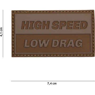 Gumová nášivka 101 Inc nápis Hight Speed Low Drag - coyote