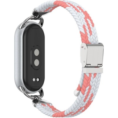 VSECHNONAMOBIL 115534 BRAIDED Nylonový řemínek pro Xiaomi Smart Band 10 / 9 / 8 růžovo-bílý