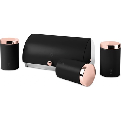 Chlebník s 3 dielnou sadou dóz na potraviny Berlingerhaus Black Rose Collection BH-6835