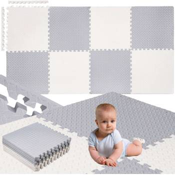 SPRINGOS Пяна за игра, детска постелка за игра с пъзели 230x120 см, кремаво сива EVA пяна (FM0032)