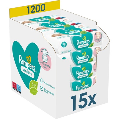 Pampers Sensitive XXL Vlhčené ubrousky 15 x 80 ks