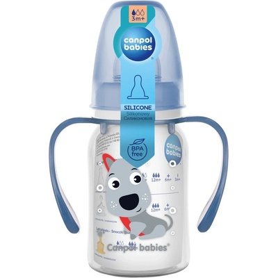 Canpol babies Fľaša s potlačou 120ml a úchyty bez BPA