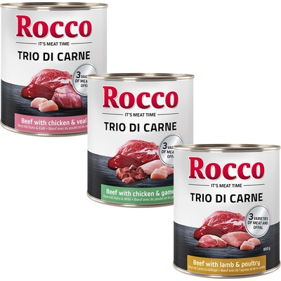 Rocco Menu hovädzie/hydinové/zelenina/ryža, hovädzie/zelenina/ryža, hovädzie/jahňacie/zelenina/ryža 6 x 800 g