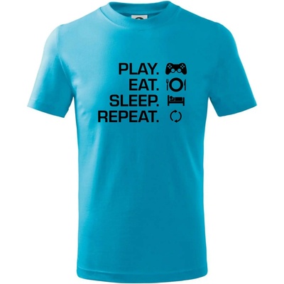 Play Eat Sleep Repeat game tričko detské Svetlý tyrkys