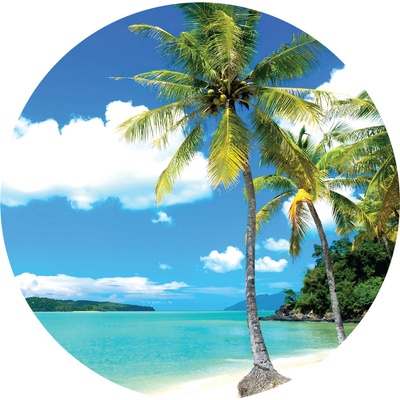 AG Design CR3305 Samolepicí vliesová fototapeta Palms on Beach rozměry 140 x 140 cm