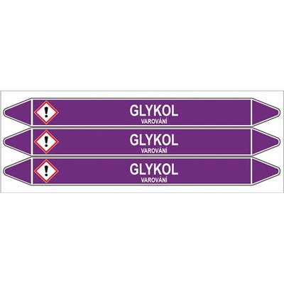 Značení potrubí, glykol,3 ks, 355 × 37 mm PZ 007187