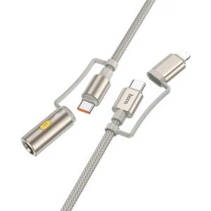hoco. iPhone 14 Plus / 14 Pro Max HOCO U138 кабел за зареждане 2 в 1 USB/Type-C - Lightning/запалка, 120 см, СВЕТЛОСИВО (U138 LIGHTNING BLACK)