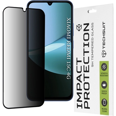 Techsuit Протектор за Xiaomi Redmi 15C 4G / Redmi 15C 5G - Techsuit - 111D Privacy Full Glue - Черен