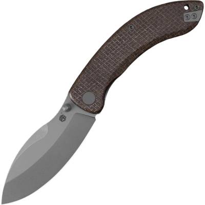 Petrified Fish Zonda Gray Stonewashed 14C28N, Brown Micarta PFB06BRMGAW