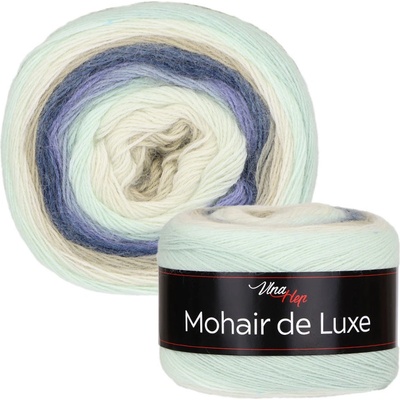 Vlna-hep Příze Mohair de Luxe - vlna, mohér, akryl Mohair de Luxe: 7403 - Světlonce mátová zelená, krémová, béžová, modrá