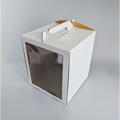 Cake Star Dortová krabice CINDY pevná bílá se dvěma okny a úchytem (30 x 30 x 35 cm) – Zboží Dáma