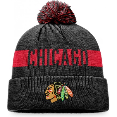Fanatics pánská Zimní čepice Chicago Blackhawks Fundamental beanie Cuff with Pom