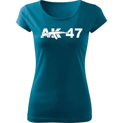 DRAGOWA дамска тениска, ak47, петролено синя, 150г/м2 (6491)