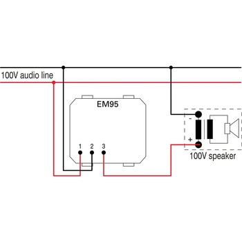TEM Атенюатор 100V 35W 2M, цвят Черен мат, Modul - EM95SB (EM95SB)
