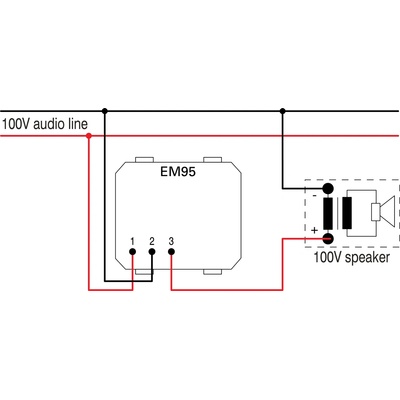 TEM Атенюатор 100V 35W 2M, цвят Черен мат, Modul - EM95SB (EM95SB)