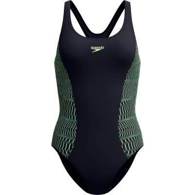 Speedo Дамски бански костюм Speedo Women's Placement Muscleback Swimsuit - Anthracite / Pale Clover - размер 44 (EU) (150-5720-0317)