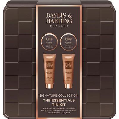 Baylis & Harding Black Pepper & Ginseng sprchový gel 50 ml + šampon 50 ml + balzám po holení 50 ml + sůl do koupele 50 g